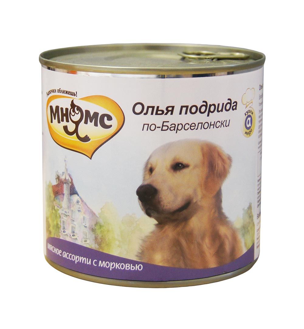 Консерва для собак Мнямс мясное ассорти с морковью Олья подрида по-барселонски