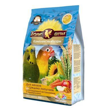 Корм для мелких и средних попугаев Верные Друзья обогащенный витаминами