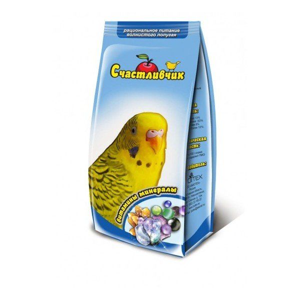 Корм для волнистых попугаев Счастливчик с витаминами и минералами