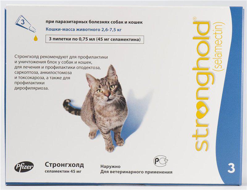 Капли от паразитов для средних и крупных кошек Стронгхолд