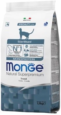 Корма Monge Cat Monoprotein Sterilized Trout для стерилизованных кошек форель фото