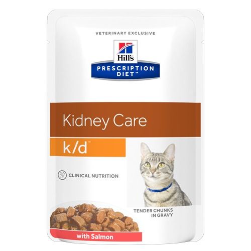 Влажный диетический корм для кошек Hill's Prescription Diet k/d Kidney Care при хронической болезни почек, с лососем