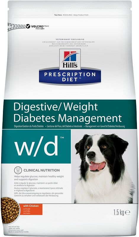 Сухой диетический корм для собак Hill's Prescription Diet w/d Digestive/Weight/Diabetes Management при поддержании веса и сахарном диабете, с курицей