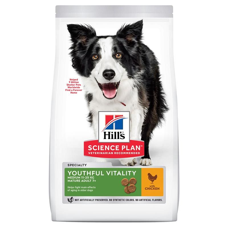 Hill's Science Plan Youthful Vitality сухой корм для собак средних пород старше 7 лет с курицей и рисом фото