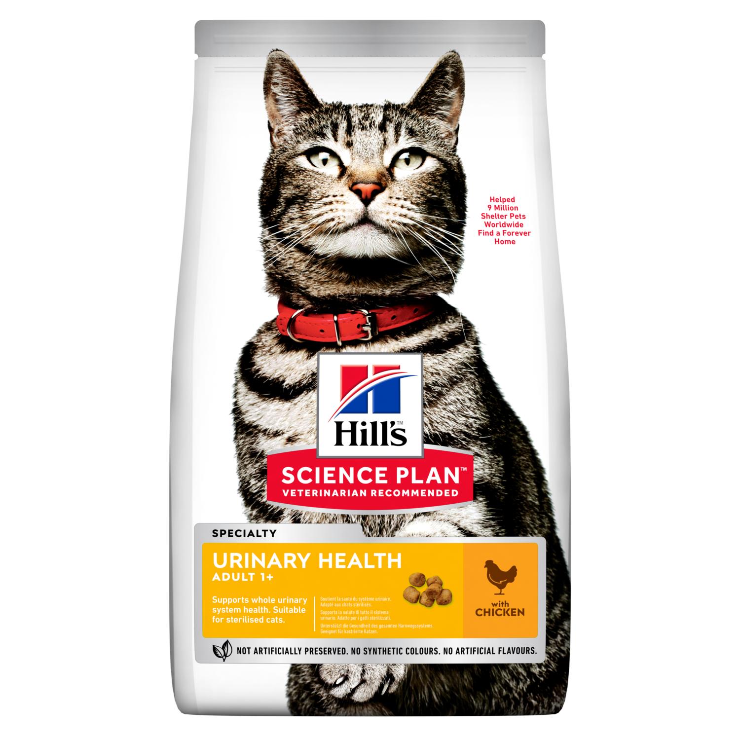 Сухой корм Hill's Science Plan Urinary Health для взрослых кошек, склонных к мочекаменной болезни, с курицей