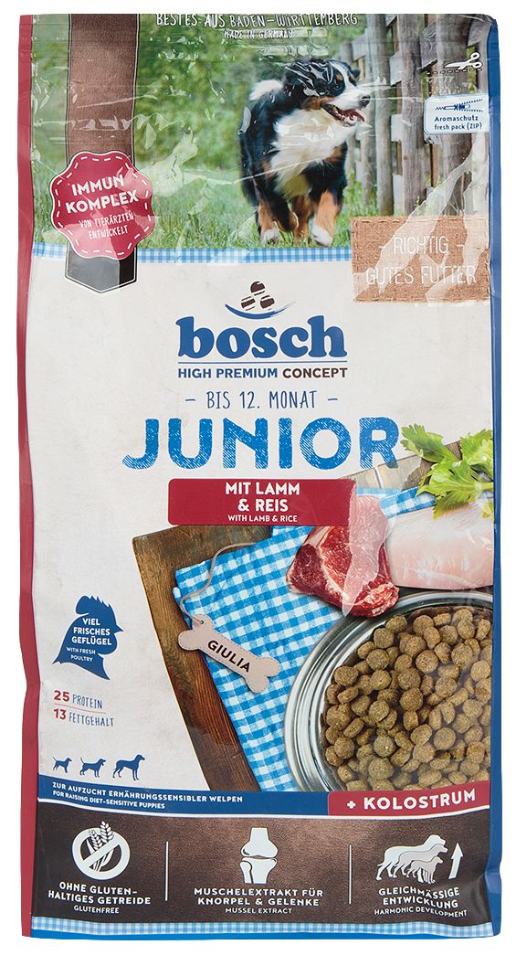 Сухой корм Bosch Junior с ягнёнком и рисом для щенков с чувствительным пищеварением фото