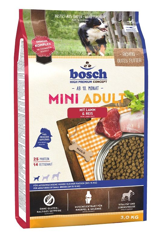 Сухой корм Bosch Mini Adult с ягненком и рисом для взрослых собак мелких пород фото