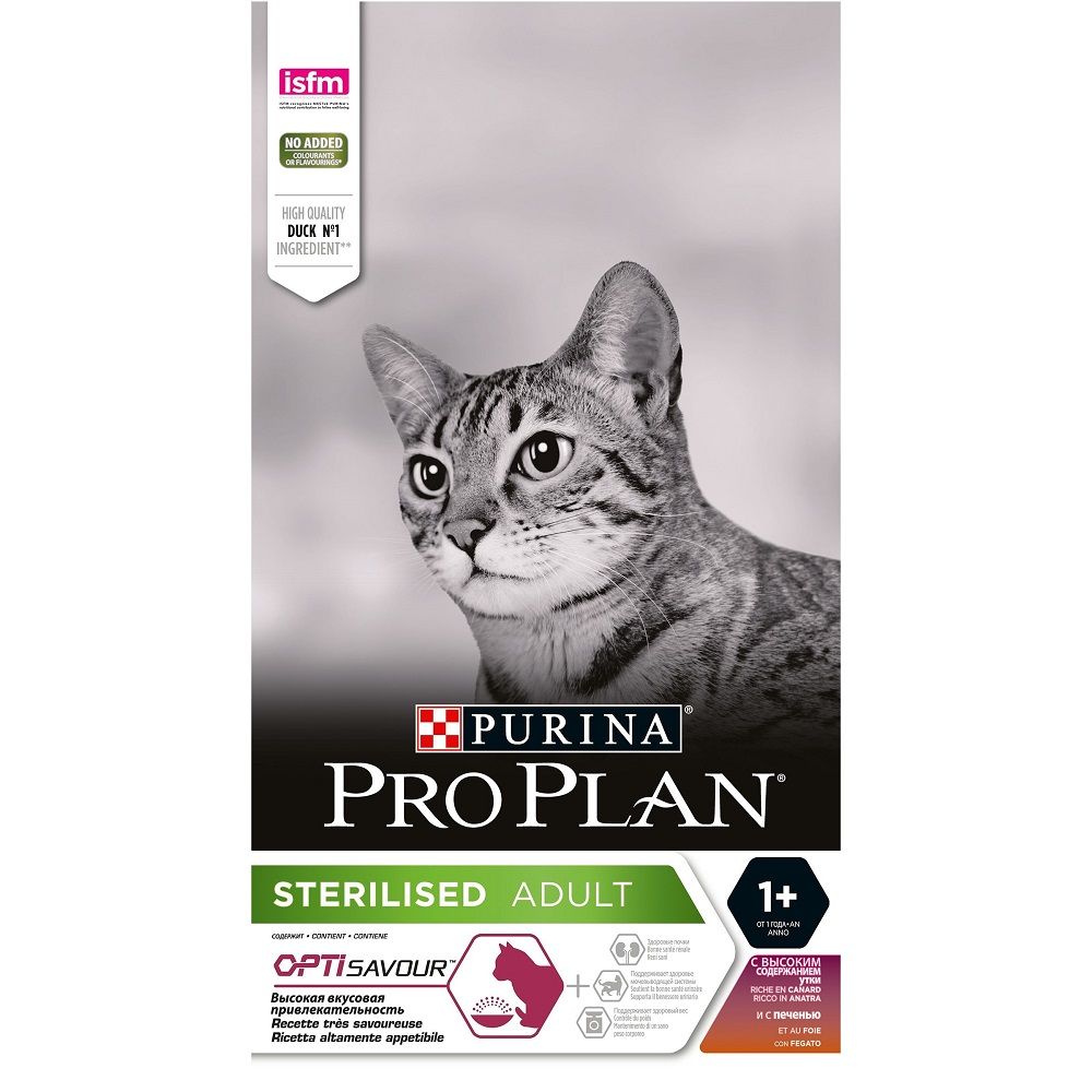 Сухой корм Purina Pro Plan Sterilised для стерилизованных кошек, с высоким содержанием утки и c печенью, 400 г фото