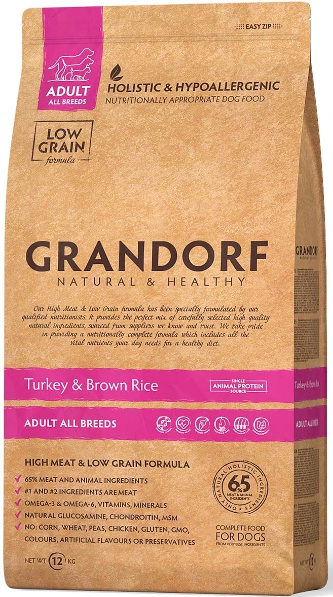 Сухой корм для собак Grandorf индейка с рисом для всех пород, 1 кг фото