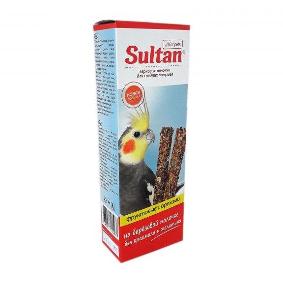 Палочки зерновые для средних попугаев Sultan с фруктами овощами и орехами
