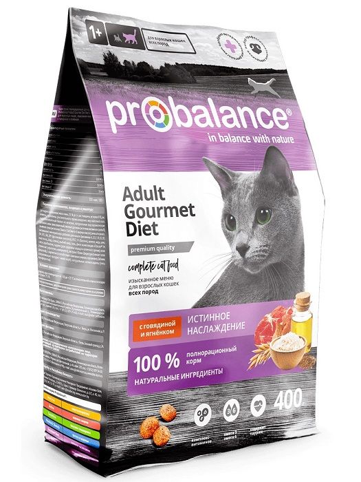 Сухой корм для кошек Probalance Adult Gourmet Diet говядина, ягнёнок фото
