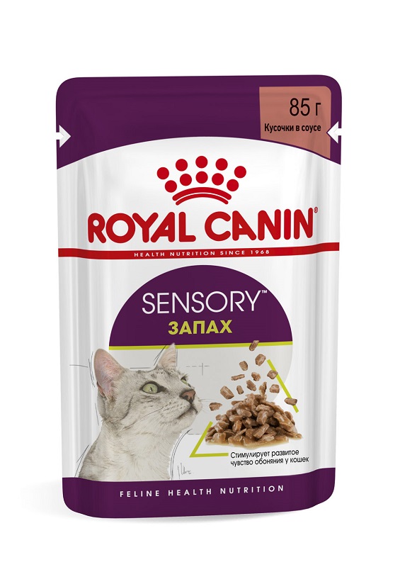 Корм консервированный полнорационный Royal Canin Sensory smell для взрослых кошек (в возрасте от 1 года до 7 лет), стимулирующий обонятельные рецепторы, кусочки в соусе