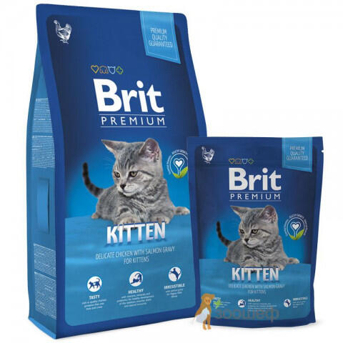 Сухой корм для котят Brit Premium Cat Kitten с курицей и лососем фото