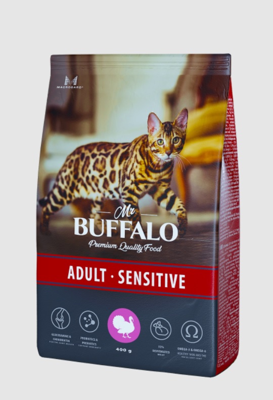 Сухой корм Mr. Buffalo Sensitive с индейкой для взрослых кошек с чувствительным пищеварением фото