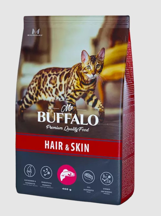 Сухой корм Mr. Buffalo HAIR & SKIN с лососем для взрослых кошек с чувствительной кожей фото