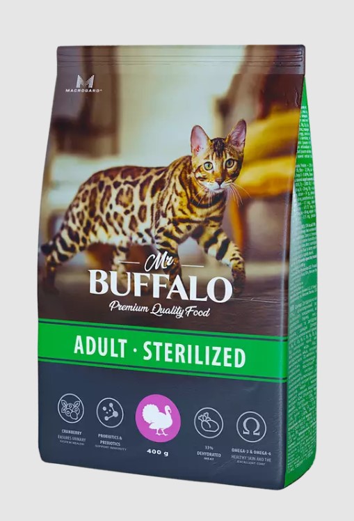 Сухой корм Mr. Buffalo STERILIZED для стерилизованных кошек с индейкой фото