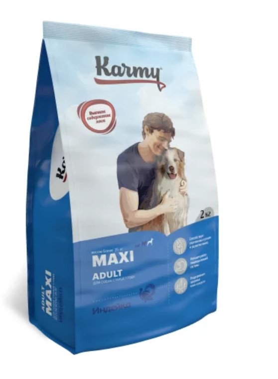 Cухой корм для собак крупных пород старше 1 года Karmy Maxi Adult с индейкой фото