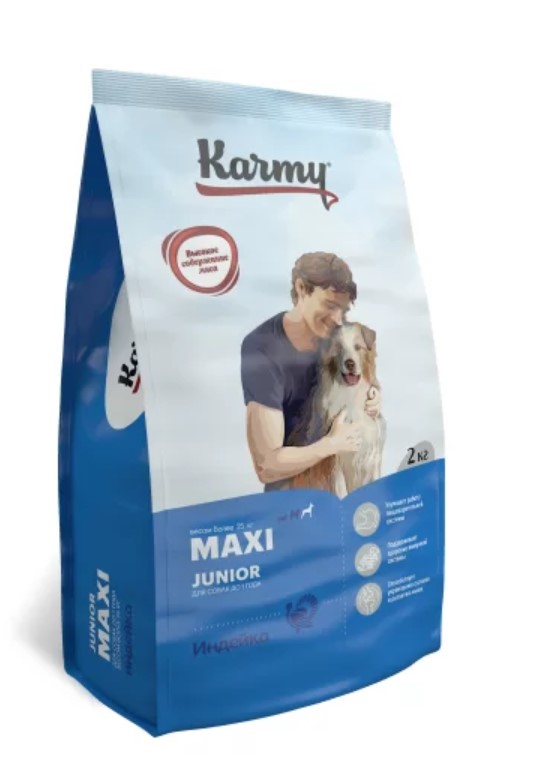 Cухой корм для щенков крупных пород Karmy Maxi Junior с индейкой фото