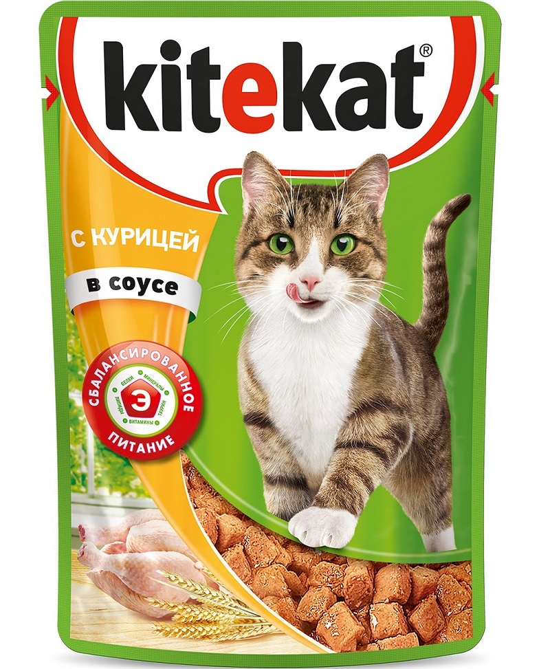 Влажный корм для кошек Kitekat с курицей в соусе 85 г