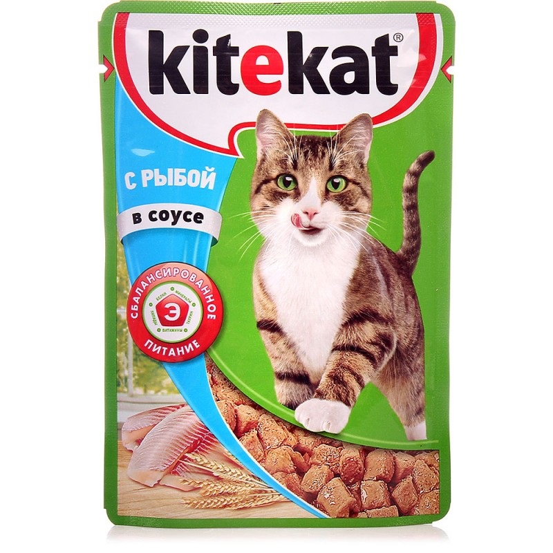 Влажный корм для кошек Kitekat с рыбой в соусе 85 г