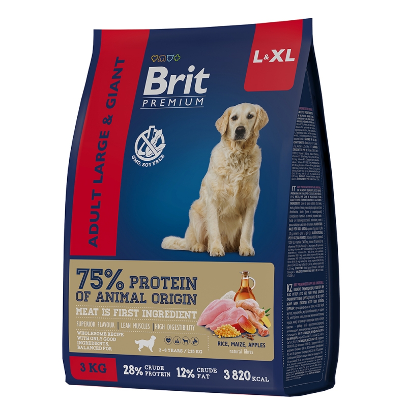 Сухой корм для собак Brit Premium Dog Adult Large and Giant с курицей для взрослых собак крупных и гигантских пород 8кг
