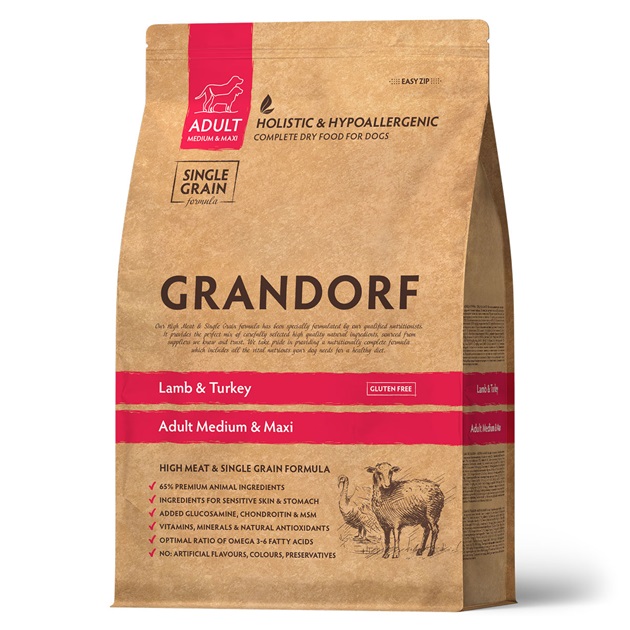 Сухой корм GRANDORF DOG Lamb&Turkey MED&MAXI ягнёнок с индейкой для собак средних и крупных пород 10 кг