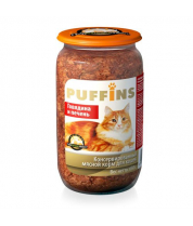 Консервированный корм для кошек Puffins 650 гр. говядина печень фото
