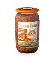 Консервированный корм для кошек Puffins 650 гр. мясное ассорти фото