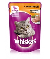 Влажный корм для кошек паштет Whiskas с телятиной фото