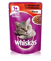 Влажный корм для кошек желе Whiskas с говядиной и ягненком фото