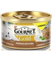 Влажный консервированный корм для кошек Gourmet Gold Нежные биточки с индейкой и шпинатом фото