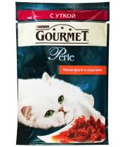 Влажный корм для кошек GOURMET PERLE мини-филе в подливе с уткой фото