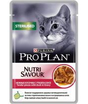 Влажный корм для стерилизованных кошек кусочки с уткой в соусе PRO PLAN NUTRISAVOUR Sterilised фото