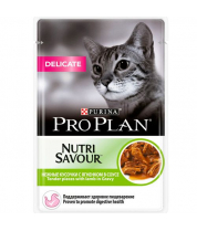 Влажный корм для кошек с чувствительным пищеварением Кусочки с ягненком в соусе Pro Plan Delicate фото