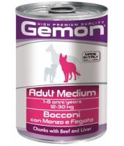 Консервы для средних пород собак Gemon Dog Medium кусочки гов/печ фото