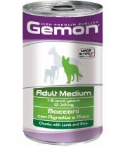 Консервы для средних пород собак Gemon Dog Medium с кусочками ягненок/рис фото