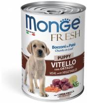 Консервы Monge Dog Fresh Chunks in Loaf для щенков телятина/овощи фото