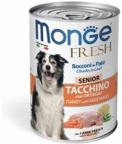 Консервы для пожилых собак Monge Dog Fresh Chunks in Loaf мясной рулет индейка фото