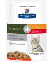Влажный диетический корм для кошек Hill's Prescription Diet Metabolic, Urinary Stress Feline при профилактике цистита, вызванного стрессом и способствует снижению и контролю веса, с курицей фото