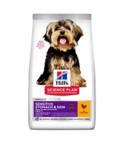 Сухой корм Hill's Science Plan Sensitive Stomach & Skin для взрослых собак мелких пород с чувствительной кожей и/ или пищеварением, с курицей фото
