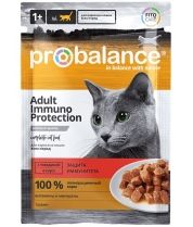 Влажный корм для кошек Probalance Adult Immuno Protection с говядиной в соусе 85 г фото