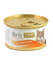 Консервы суперпремиум класса для кошек BRIT Care со вкусом тунца, моркови и горошка фото
