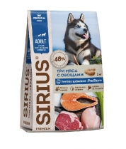Сухой корм для собак с повышенной активностью Sirius 3 мяса с овощами фото