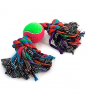 Игрушка для собак Triol верёвка цветная 2 узла и мяч 14 ` 0073 фото