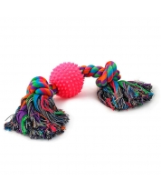 Игрушка для собак Triol верёвка цветная 2 узла с мячом игольчатым 12 ` 0057 фото