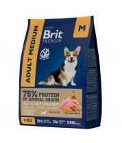 Сухой корм Brit Premium Dog Adult Medium с курицей для взрослых собак средних пород 3 кг фото