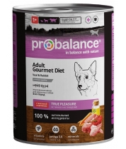 Консервированный корм для собак Probalance Adult Gourmet Diet с телятиной и кроликом фото
