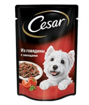 Влажный корм для собак Цезарь Говядина с овощами, 85 г фото