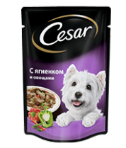 Влажный корм для собак Цезарь Ягненок с овощами, 85 г фото