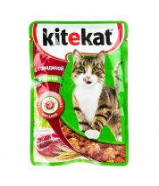 Влажный корм для кошек Kitekat с говядиной в желе 85 г фото